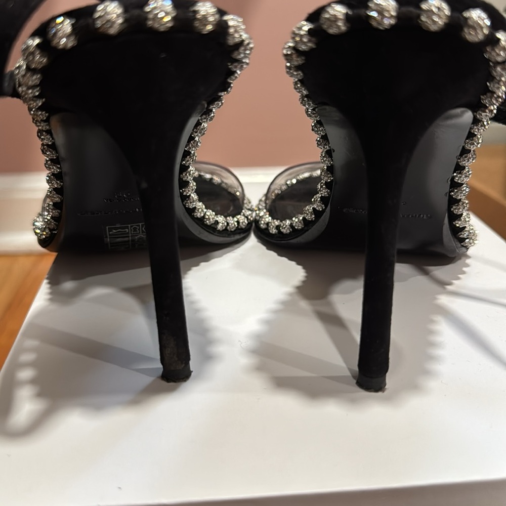 ALEXANDER WANG NOVA CRYSTAL BLACK HEELS Studded Slingback Sandals - Picture 7 of 9